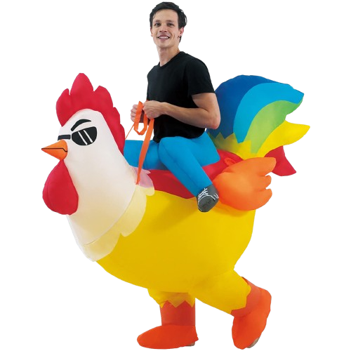 KOOY Inflatable Men Rooster Ride On Chicken Costume